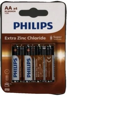 Image of PHILIPS AA Batteries 4 Pieces R6L4B10 Zinc Chloride Technology 3 Year Shelf Life