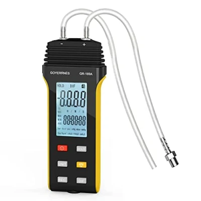 Image of Manometer Differential Pressure Gauge GR 189A Dual Port Gas Tester 11 Selectable Units Professional Air Meter with Backlight