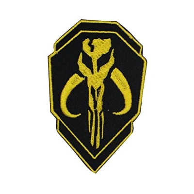 Image of Mandalorian Double Shield Movie Logo Embroidered Iron on Patch Sew Badge Applique for Clothes