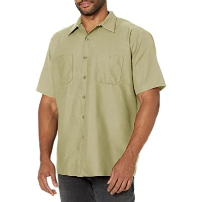 Image of Red Kap Men&#039;s Short Sleeve Industrial Work Shirt, Khaki, Large