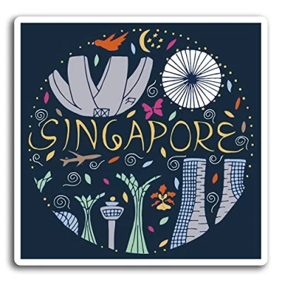Image of 2 x 10cm Singapore Malaysia Asia Vinyl Stickers Sticker Laptop Luggage #19549 (10cm Wide)