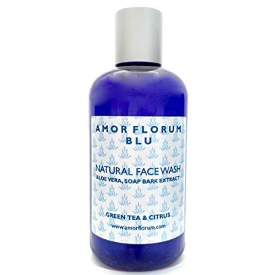 Image of Amor Florum Blu Face Wash 99% Natural Aloe Vera, Green Tea, Citrus. No Sulfates/Parabens, Soap. pH 5.5 for Sensitive Skin. 250ml