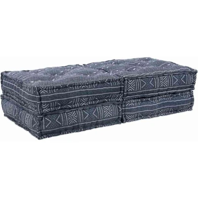 Image of vidaXL 2 Seater Modular Pouffe Sofa Convertible in Indigo Fabric