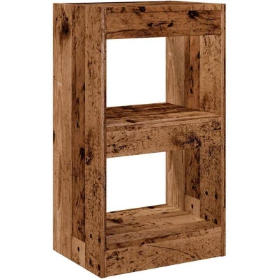 Image of vidaXL book cabinet/room divider old wood 2 tier bookshelves 40x30x72 cm for living room/bedroom/study