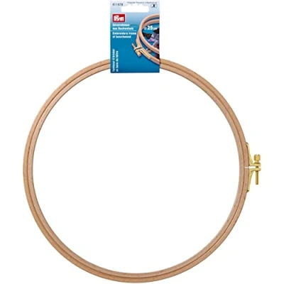 Image of Prym Natural Coloured (0.8x25cm) Beech Wood Embroidery Frame with Brass Screw 1 Piece