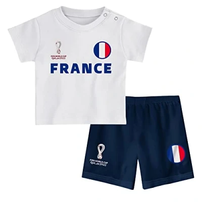 Image of France, Official Fifa 2022 Tee &amp; Short Set Home Country Shorts Set, Children&#039;s 24 Months