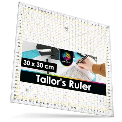 Image of OfficeTree Sewing Ruler 30x30 cm Patchwork 30cm Square Quilting Quilters for Rotary Cutter Tailor Craft Fabric Accessories