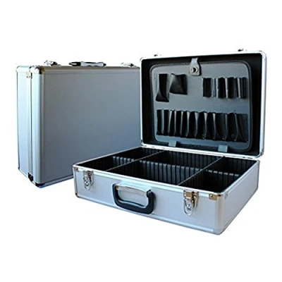 Image of LDM CA022 Electricians Aluminium Lockable Silver Tool, Flight case, Organiser storage Box