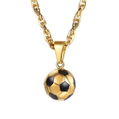 Image of PROSTEEL Football Soccer Pendant Necklaces Men Unisex Gold Plated Sporty Ball Jewelry Gift