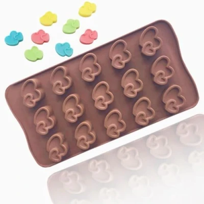 Image of TTOA 15 Cavities Twin Hearts Silicone Chocolate Mould Valentine Candy Jelly , Ice Cube Wax Melt Cake Decorating Tool