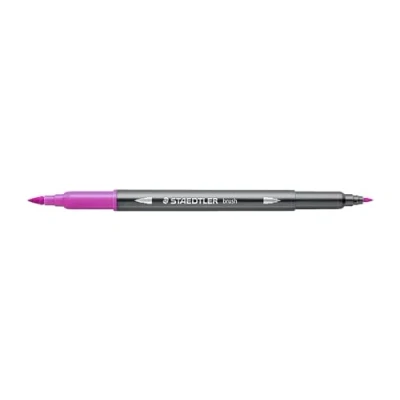 Image of Staedtler 3001 61 Watercolour Felt Tip Double Brush 1 6 mm and Fine 0.5 0.8 Red Purple