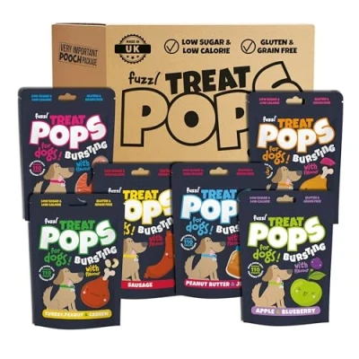 Image of Fuzzl Treat Pops Natural Dog Treats Variety Pack 6 x 100g Soft Baked Grain Free Chews Biscuits Training for Small, Medium and Large Dogs