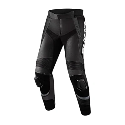 Image of SHIMA STR 2.0 Motorbike Pants Leather, Sport with HIPS &amp; Knees Protectors, Knee Sliders, Perforated for 2 Piece Suit (60, Black)