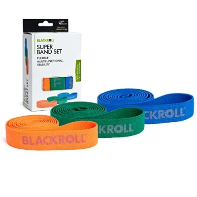 Image of BLACKROLL® Super Band Fitness Set of 3, Exercise Bands for Strengthening Muscles, Flexible Resistance in 3 Strengths: Light (Orange), Medium (Green) &amp; Strong (Blue), Made Germany