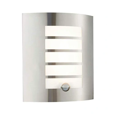 Image of Saxby 75931 Bianco Stainless Steel IP44 PIR Outdoor 7W Warm White LED Wall Light
