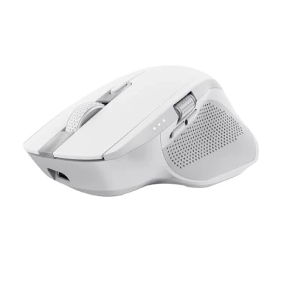 Image of Trust Ozaa+ Multidevice Wireless Mouse Bluetooth + 2.4GHz, Programmable Silent Mouse, Side Scroll Wheel, 60% Recycled Plastics, Rechargeable for Laptop PC Computer Mac White