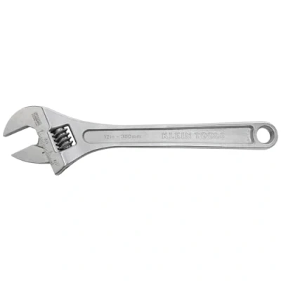 Image of KLEIN TOOLS 507 12 Adjustable Wrench, Extra Capacity Jaw Forged Drive Wrench with High Polish Chrome Finish, Inch