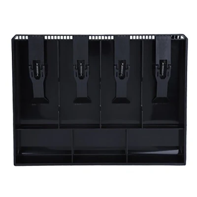 Image of Cash Tray Drawer Register Insert Replacement Plastic 4 Bills 3 Coins Compartments Money Storage Box 12.5 x 9.6 1.5inch(Black)