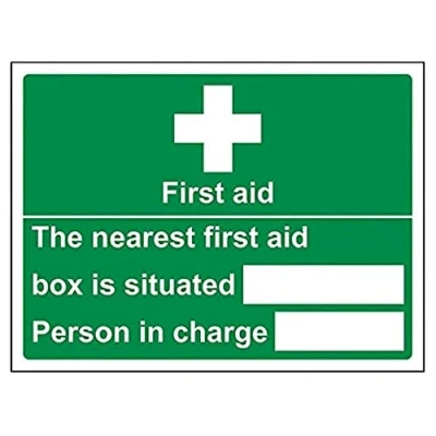 Image of V Safety Box Situated/Person In Charge Sign 200mm x 150mm Self Adhesive Vinyl