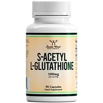 Image of Double Wood Glutathione Supplement 90 S Acetyl L Capsules 100mg per Serving Antioxidant Non GMO &amp; Gluten Free