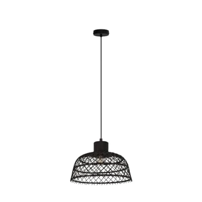 Image of EGLO Ausnby hanging light made of wood, black
