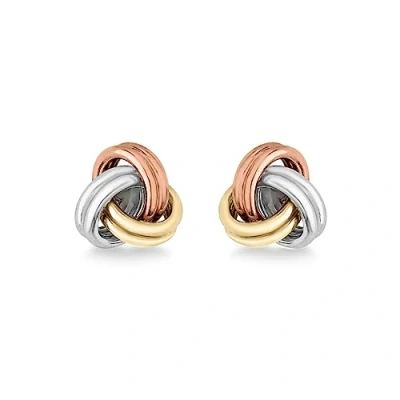 Image of Carissima Gold Women&#039;s 9 ct 3 Colour 7 mm Knot Stud Earrings