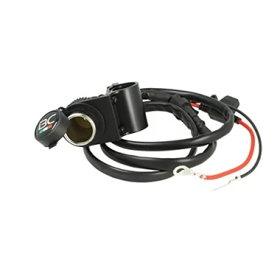 Image of BC Battery Controller 710 P12A 12V Waterproof Cigarette Lighter Socket with Universal Motorcycle Handlebar Holder (22.2 / 25.4 28.6 mm) Length: 145 cm Made in Italy