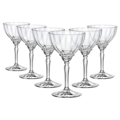 Image of 6X Clear 240ml Florian Espresso Martini Glasses Vintage Glass Champagne Cocktail Prosecco Wine Gin Coupe Saucers Gift Set by Bormioli Rocco