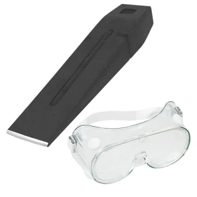 Image of SPARES2GO Log Splitter Chisel Wedge 2.5KG 6lb 10&quot; Wood Splitting Maul + Adjustable Safety Goggles Kit