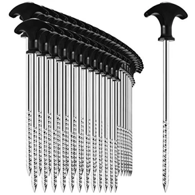 Image of com four® 36x tent pegs made of steel robust ground with thread for camping and outdoors ideal normal hard a T handle