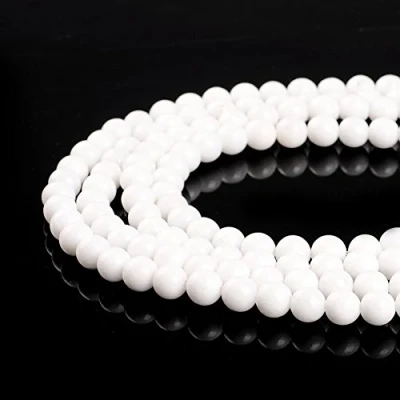 Image of Ruilong White Porcelain Round Loose Strand Beads 4/6/8/10/12/14MM Natural Stone For Jewelry Making (10MM)