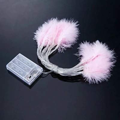 Image of Feather Fairy String Lights 20 LED Battery Operated Warm White Bedroom/Xmas/Wedding/Halloween/Party Art Decor/Lamps (20 Pink)