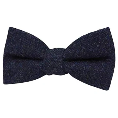 Image of Children&#039;s Kids Boys Luxury Wool Pre Tied and Elasticated Bow Tie (Navy Blue) suitable for formalwear, weddings, parties, pageboy outfits