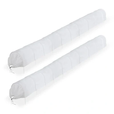 Image of Relaxdays Plant Tunnel, 2X Set, 7 m Long, Protection Against Pests, Flower Beds, Fine mesh Anti Bird Net, Fleece, White, 53 x 50 700 cm