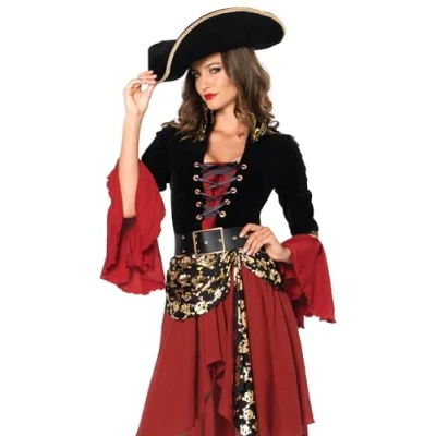 Image of Leg Avenue 8521401048 Cruel Seas Captain Adult Sized Costumes, Solid, Black, S