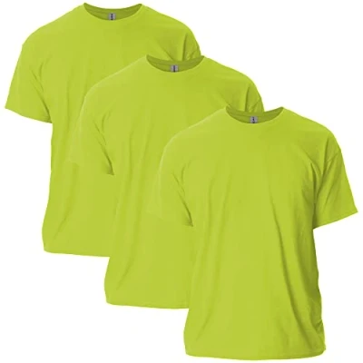 Image of Gildan Men&#039;s Ultra Cotton T Shirt, Style G2000, Multipack, Safety Green (3 Pack), XXL (Pack of 3)