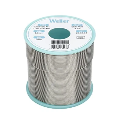 Image of Weller WSW SC M1 (T0051387699) Lead Free Solder Wire, Ø 0.5mm, Alloy Sn99.3Cu0.7, Flux Content 3.5%, 500g, Silver