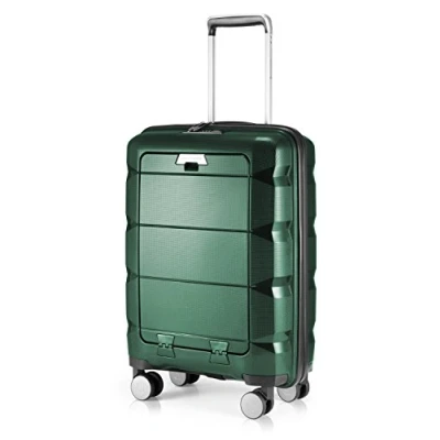 Image of HAUPTSTADTKOFFER Britz Carryon with laptop compartment Hard shell suitcase trolley expandable, TSA, 4 wheels, 55 cm, 34 liters, dark green