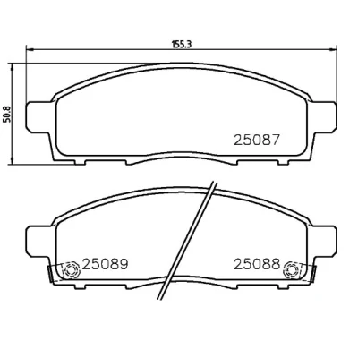 Image of 4605A623, 4605B158, 4605B233 Brake pad set BREMBO P 54 055 with acoustic wear warning without accessories MITSUBISHI: L200 / Triton V Pickup