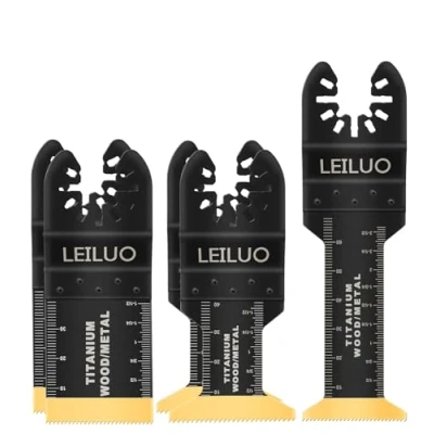 Image of LEILUO 5 Pcs Titanium Oscillating Multitool Blades Universal Multi Tool Accessories for Wood Nails Compatible with DeWalt Makita Ryobi and More