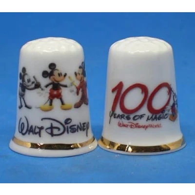 Image of Birchcroft Porcelain China Collectible Thimble Disney 100th Anniversary Dome Box