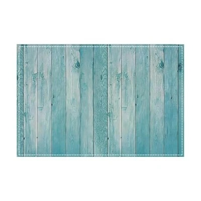 Image of Placemats Blue Wood Grain Table Mats Set Of 2 Place Flax Heat Resistant Proof Stain Non Slip Waterproof Dinner Decor