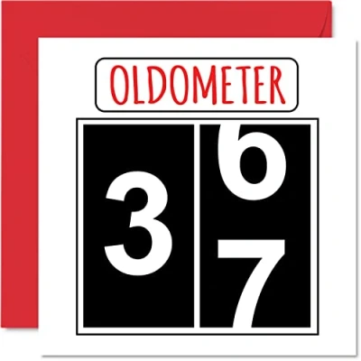 Image of Fun 37th Birthday Cards for Men Woman Oldometer Happy Card Dad Mum Son Daughter Brother Sister Uncle Auntie Cousin, 145mm x Greeting Cards,