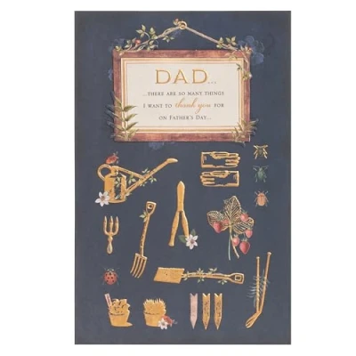 Image of UK Greetings Father&#039;s Day Card for Dad Gardening Icons Design