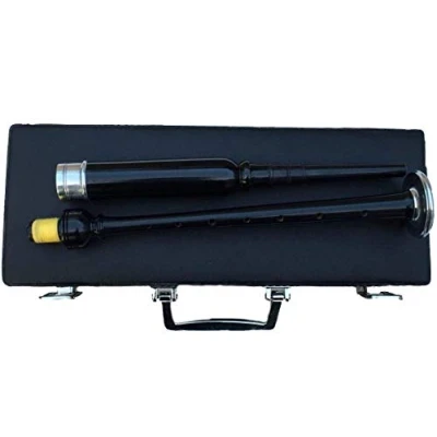 Image of Scottish Great Highland Bagpipes Practice Chanter Rosewood Silver Amounts with Carrying Hard Case Best Bagpipe + 2 Reeds and