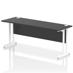Image of Impulse 1800x600mm Straight Office Desk Black Top White Cantilever Leg