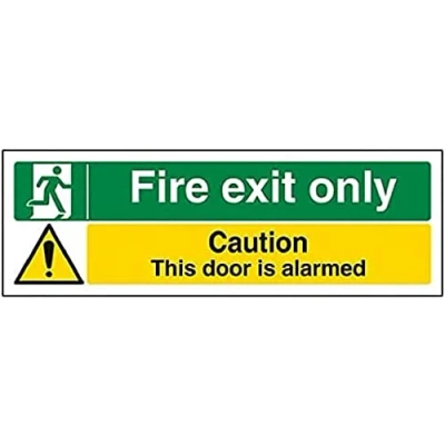 Image of V Safety Fire Exit Only/Door Alarmed 300 X 100mm