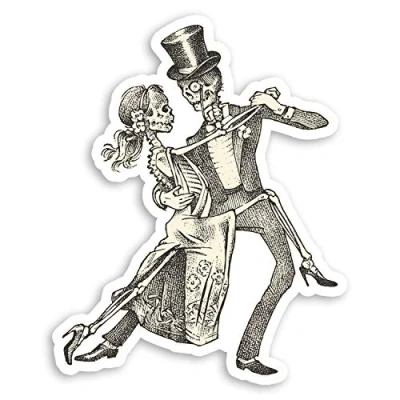Image of 2 x 10cm Dancing Skeleton Vinyl Stickers Romantic Love Laptop Sticker #34532 (10cm Tall)