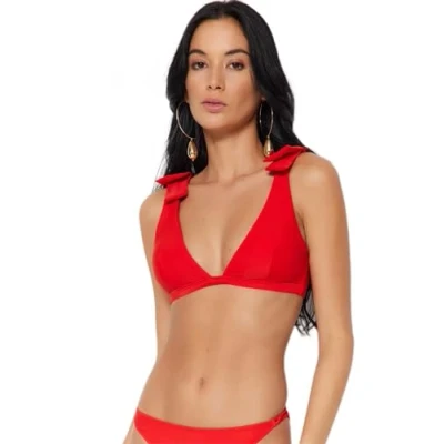 Image of Trendyol Woman Triangle Bralette Knit Bikini Top,Dark red,36