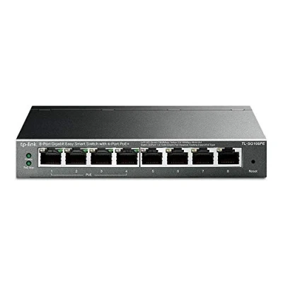 Image of TP Link PoE Switch 8 port Gigabit, 4 802.3af/at PoE+ ports up to 30 W for each and 64 all ports, Metal Casing, Network monitoring, VLAN, QoS, Auto Recovery (TL SG108PE)